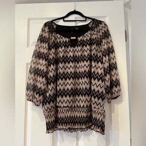 New Directions Gold & Black Sheer Top -Size XL